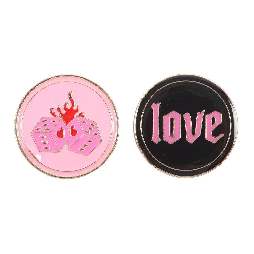 Something Different - Flaming Dice and Love Pin Badge Set Button pin - Mehrfarben